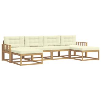vidaXL Conjunto De Sof&aacute;s De Exterior Con Coj&iacute;n 6 Pcs Blanco Y Crema Vidaxl