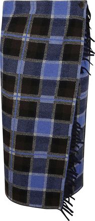 Guest In Residence Tartan Fringed Wool-Cashmere Wrap Midi Skirt