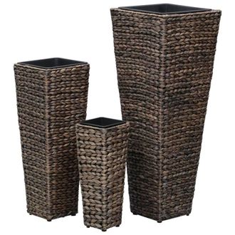 Berkfield Home Garden Raised Beds 3 pcs Water Hyacinth Dark Brown