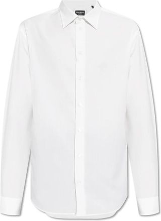 Emporio Armani Overhemden, Heren, Wit, XL, Wol, Wollen overhemd