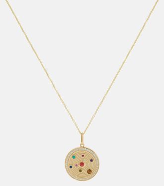Sydney Evan The Universe Coin 14kt gold pendant necklace with gemstones