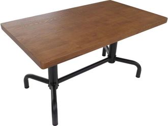 Hhg [nunca Usado] Mesa De Comedor Hhg-695, Mesa De Comedor, Madera Industrial 140 X 80 Cm, Natural, Estructura Negra