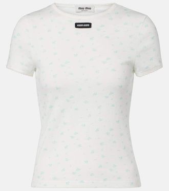 Miu Miu Floral cotton jersey T-shirt