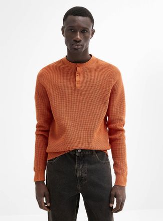 Le 31 Mens Waffle-knit Henley Shirt sweater