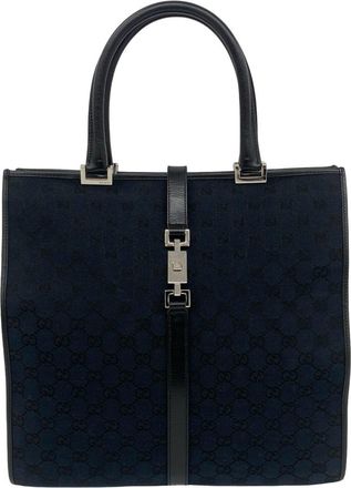 Gucci Black Canvas Leather Handbag Tote Bag (Pre-Owned)