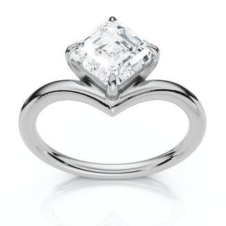 Pompeii3 1Ct V Asscher Cut Diamond Engagement Ring 14k Gold or Platinum Lab Grown EF/VS