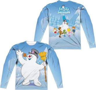Gildan Frosty The Snowman Frosty Wave (Front/Back Print) Long Sleeve Adult Poly Crew Tee / T-Shirt