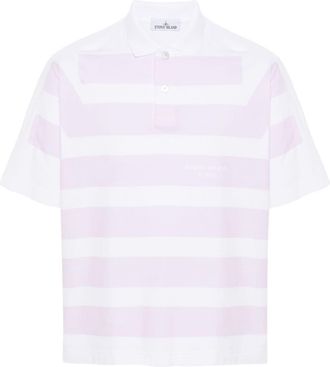 Stone Island striped cotton polo shirt - men - Cotton - L - White