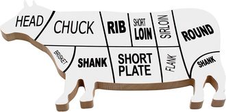 Bisetti Cow beech cutting board painted white screen-printed