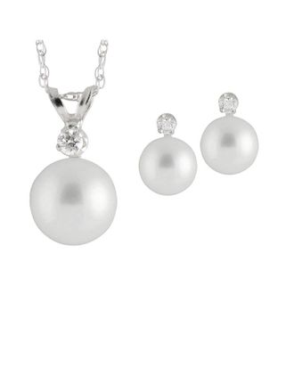 Splendid Pearls 14K 0.03 ct. tw. Diamond Pearl Set