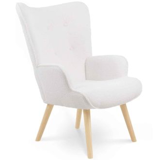 IDMarket Ivar Poltrona Scandinava In Tessuto Bouclette Bianco