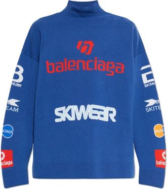 Balenciaga Wollen trui uit de Skiwear collectie - Heren - Coltruien - Blauw - S - Wol - Truien & Vesten