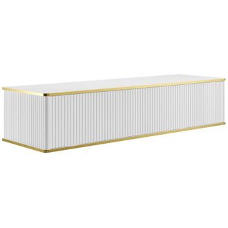 Vente-Unique Mobile sotto lavabo sospeso con scanalature con profilo dorato 2 cassetti - Bianco - 150 cm - KELIZA