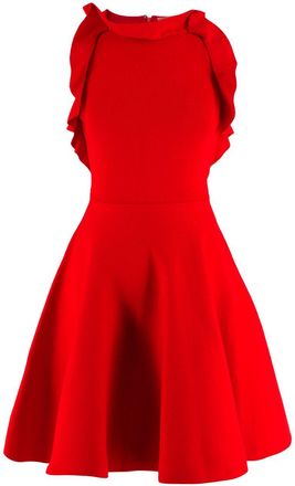 Giambattista Valli Red Ruffle Trimmed Skater Dress Size XXS