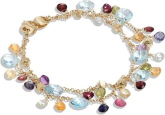 Marco Bicego Paradise Collection 18K Yellow Gold Blue Topaz and Mixed Gemstone Double Strand Bracelet - BB2594 MIX01T Y 02