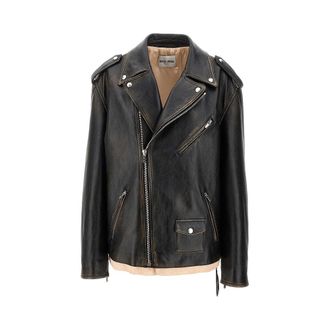 Miu Miu Nappa leather oversized jacket Woman 42