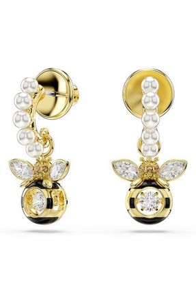 Swarovski Idyllia Faux Pearl Bee Drop Earrings in Gold/Multi at Nordstrom