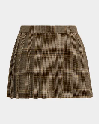 Golden Goose Journey Prince of Wales Pleated Mini Skirt