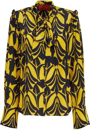 La DoubleJ Ascot Shirt - Dames - Overhemden - Geel - M - Overhemden