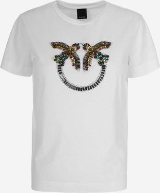 Pinko T Shirt Pinko In Cotone Con Applicazione Ricamata