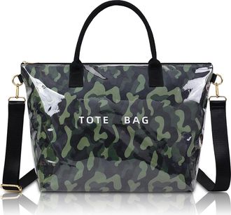 Generic Cymwer Large PVC Tote Bag Adjustable Shoulder Strap Carrying Bag (Blue Camouflage) (Style 4)