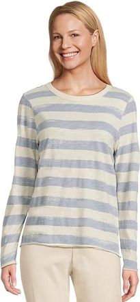 Elliott Lauren Paint Brush Stripe Womens T Shirt Chambray : LG, Cotton