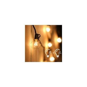 OEM Guirnalda De Luces Exteriores Conectable De 7,6 M Con 25 Bombillas G40 Y 3 Bombillas De Repuesto Para Fiestas, Jardines, Bodas Y Patios