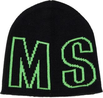 Msgm Beanie Hat With Logo-Uomo