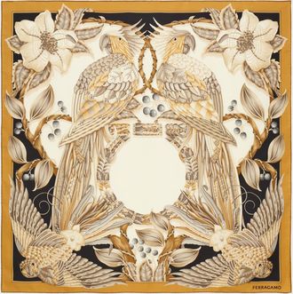 Ferragamo Women Parrots print silk foulard Beige