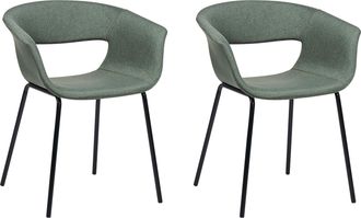 Beliani Beliani - Conjunto De 2 Sillas Modernas Asientos Tapizados Poli&eacute;ster Patas De Metal Para Comedor Cocina Verde Oscuro Abilene