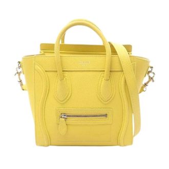 Celine Pre-owned Handbags, female, Yellow, Size: ONE SIZE Pre-owned Luggage Nano Shopper Leather Handbag