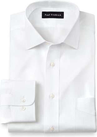 Paul Fredrick Non-iron Cotton Pinpoint Solid Spread Collar Dress Shirt in White at Nordstrom, Size 15.5 - 34