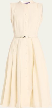 Ralph Lauren Collection Freida Pleated Belted Midi Dress