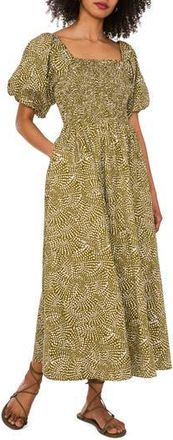 1.State Print Puff Sleeve Maxi Dress in Avocado Green at Nordstrom Rack, Size Xx-Small