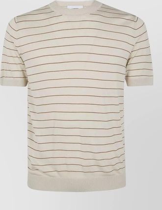 Lardini crew neck striped short sleeve ribbed t shirt