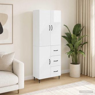 vidaXL Vidaxl Set Di Armadi 2 Pz Bianco Lucido Legno Ingegnerizzato