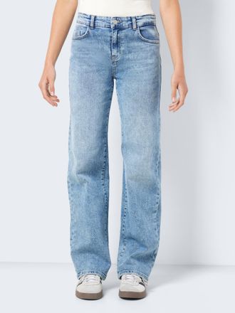 Noisy May Straight-Jeans NOISY MAY NMYOLANDA NW WIDE JEANS AZ236LB NOOS, Damen, Gr. 27, L&auml;nge 30, blau (light blau denim), Denim/Jeans, Obermaterial: 99% Baumwo