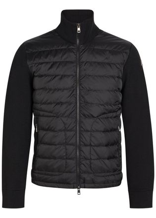 Moncler Padded Knit and Nylon Jacket - Black - S