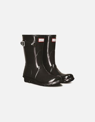 Hunter Womens Hunter Womens Gloss Black Original Short Wellington Boots