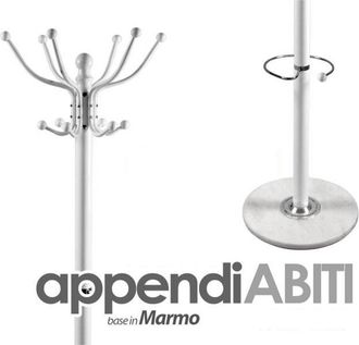 Trade Shop Trade Shop - Attaccapanni Appendiabiti Piantana In Metallo 12 Ganci Con Portaombrelli Bianco