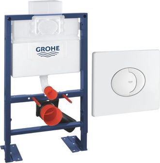 GROHE Bastidor De Soporte Para Inodoro De Baja Altura Con Placa De Accionamiento Grohe Placa De Accionamiento Skate Air, Horizontal, Blanco Alpino