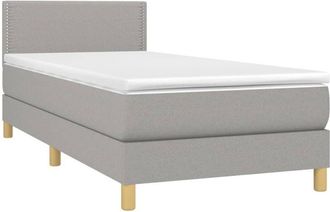 vidaXL Cama Box Spring Con Colch&oacute;n Tela Y Led Gris Claro 90x190 Cm Vidaxl