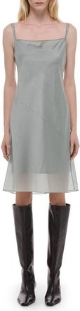 Helmut Lang Bias Cut Airy Voile Minidress in Aqua Gray at Nordstrom, Size 12