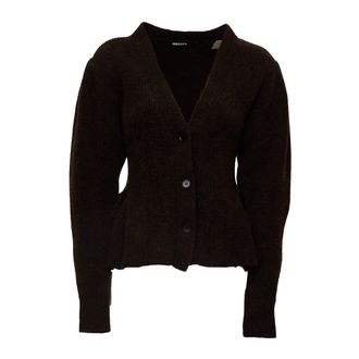 Rotate Pivot V-Neck Peplum Knit Cardigan