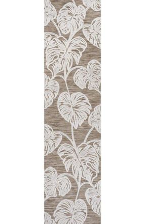 Jonathan Y Designs Tobago High-Low Two-Tone Monstera Leaf Indoor/Outdoor Area Rug in Brown/ivory at Nordstrom, Size 4Ft 0In X 6Ft 0In