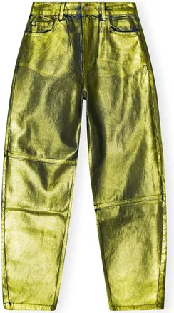 Ganni Green Foil Stary Jeans - Size 25 Organic Cotton