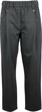 Brunello Cucinelli Chino Broek - Dames - Broeken - Grijs - XL - Katoen - Broeken