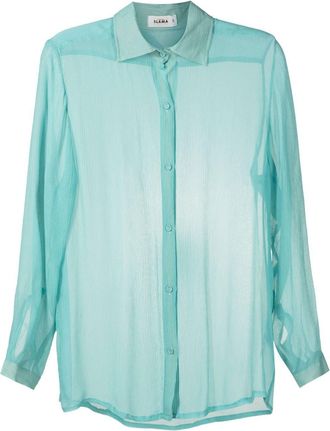 Amir Slama sheer crinkled silk shirt - women - Silk - GG - Blue