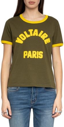 Zadig&Voltaire Alys Voltaire Paris Appliqu&eacute; Cotton Graphic T-Shirt in Tilleul at Nordstrom, Size X-Small