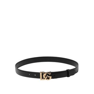 Dolce & Gabbana Belts, female, Black, Size: ONE SIZE Logo Leather Belt